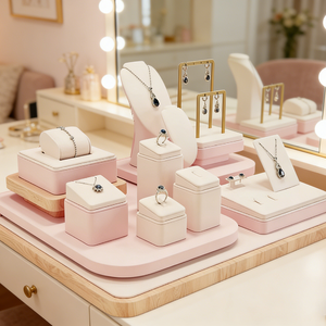 Pink Luxury <b>Necklace</b> Display Stand <b>Ring</b> Earring Holders Jewellery showcase Display Custom Jewelry Display Stand - Product Image 2