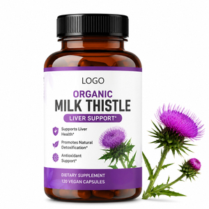 Capsules d'extrait de chardon-Marie biologique - Complément alimentaire à base de plantes pour la santé du foie, végétalien, sans gluten, sans produits laitiers, riche en fibres, 1 capsule par jour - Product Image 1