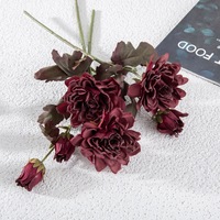 ZUOYI 38cm magnifique fleur de Dahlia séchée artificielle 2 têtes de Dahlia violet rose pour mariage
