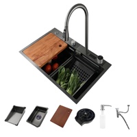 Nouvelle arrivée cascade robinet évier mélangeur numérique bouton de Piano intelligent fait à la main évier de cuisine fregadero acero inoxidable