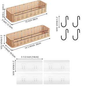 Estante <span class=keywords><strong>de</strong></span> <span class=keywords><strong>ducha</strong></span> que ahorra espacio, paquete <span class=keywords><strong>de</strong></span> 2 estantes <span class=keywords><strong>de</strong></span> mimbre impermeables para <span class=keywords><strong>ducha</strong></span> interior y almacenamiento en pared - Product Image 2