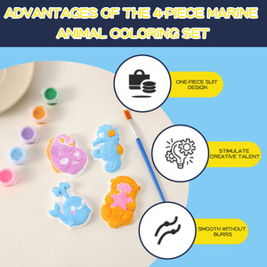 Kit di Pittura su Gesso per Bambini, Set di Figurine <span class=keywords><strong>Animali</strong></span> Marini Fai-<span class=keywords><strong>da</strong></span>-Te, Giocattolo Creativo di Arte e Artigianato per Ragazzi e Ragazze - Product Image 3