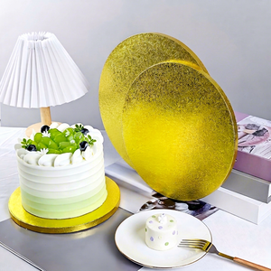 Round Gold Metallized Corrugated Paper Disposable Commercial Food Grade <b>Cake</b> Board with Embossed Solid Design - Product Image 1