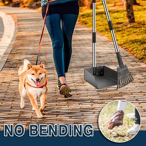 Fácil de usar e lavar No Bending Pooper Scooper Durable <span class=keywords><strong>Dog</strong></span> <span class=keywords><strong>Poop</strong></span> <span class=keywords><strong>Scoop</strong></span> Longo Handle Tray e Rake Set - Product Image 2