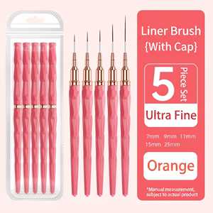 Custom Logo 5pcs Ultra Fine Nail Art Liner Brush Set Diamond Shaped Handle Nylon Drawing <b>Pen</b> for Salon DIY Nail Line Painting - Product Image 2