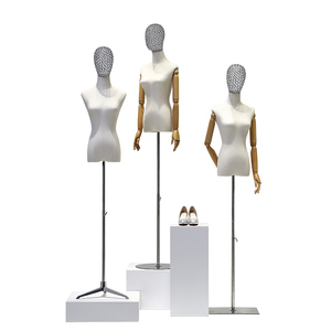Maniquí <span class=keywords><strong>de</strong></span> lino <span class=keywords><strong>de</strong></span> medio cuerpo ajustable <span class=keywords><strong>para</strong></span> mujer, modelo <span class=keywords><strong>de</strong></span> <span class=keywords><strong>ropa</strong></span> hermosa con cabeza <span class=keywords><strong>de</strong></span> <span class=keywords><strong>alambre</strong></span> hueco <span class=keywords><strong>para</strong></span> exhibición <span class=keywords><strong>de</strong></span> ventana - Product Image 1