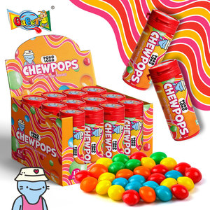Venta al por mayor de fábrica: Caramelos masticables tipo <span class=keywords><strong>Skittles</strong></span> de 30g en tarro, personalizados OEM, marca privada, <span class=keywords><strong>sabores</strong></span> frutales mixtos, certificados Halal, BRC e ISO. - Product Image 1