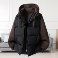 Veste en duvet pour homme personnalisée, chaude et coupe-vent, veste décontractée imperméable à capuche pour l'hiver, veste ample de grande taille