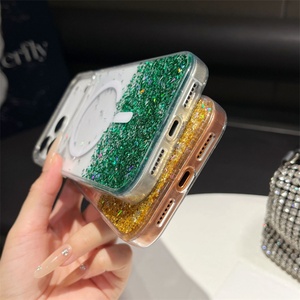 เคสใสประดับกลิตเตอร์เพชรแฟชั่นใหม่สำหรับ iPhone 16 15 14 13 17 12 Pro Max 16 Plus รองรับการชาร์จไร้สายแบบแม่เหล็ก - Product Image 5