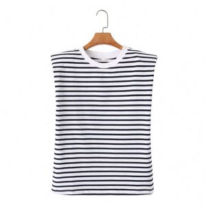 Camiseta sin mangas básica de algodón con cuello redondo y hombreras para mujer al por mayor - Product Image 5