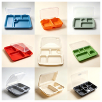 Boîte à lunch thermoformée de qualité alimentaire, 2, 3, 4, 5 compartiments, plateau repas en plastique, personnalisable pour les entreprises de restauration