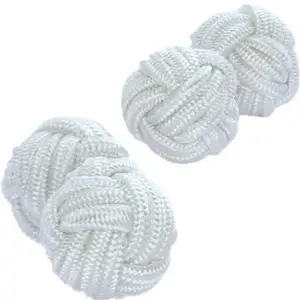 High Quality Men's Plain White Silk Knot Cufflinks Elastic Material Nice Price for Anniversary Occasion