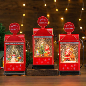 Adorno creativo iluminado con forma de bomba de gasolina y nieve, luz nocturna, decoración navideña, regalo de Navidad, caja de música - Product Image 3