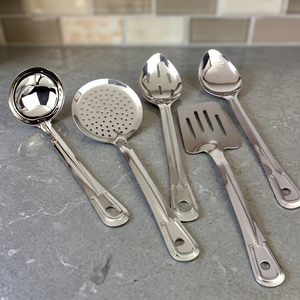 Mayur Exports – Ensemble d'ustensiles de cuisine durables en acier inoxydable de qualité alimentaire, 5 pièces, comprenant spatule, louche et spatule de cuisine - Product Image 2
