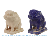 Sculpture de lapin Art Déco en céramique faite à la main, petite taille, beige ou bleue, RZLN25-A-B