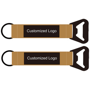 High Quality Customized Promotional Strap Key Chain Bottle Opener <strong>Keychains</strong> Key Ring With Woven Label - Product Image 4