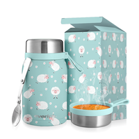 Acero inoxidable 700ML lindo diseño niños comida frasco tarro Bpa libre niños termo fiambrera con cuchara oculta
