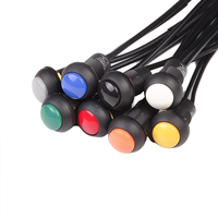 Interrupteur à bouton-poussoir momentané 12mm 2 broches 1A 250VAC/3A 125V AC Marine étanche Micro bouton de commutation rond en plastique avec fil 20awg