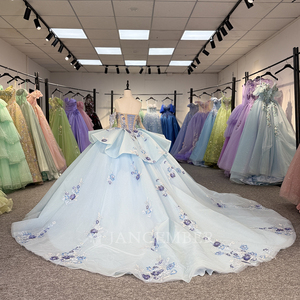 Jancember 6838 Vestidos <span class=keywords><strong>de</strong></span> XV Años <span class=keywords><strong>Azul</strong></span> <span class=keywords><strong>Cielo</strong></span> con Escote Corazón y Cola Larga - Product Image 3