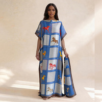Robe longue ample en polyester imprimée élégante pour femme, grande taille, sans manches, style boubou kaftan musulman, collection Printemps 2026, transfrontalière, africaine