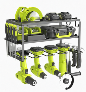 Étagère murale de rangement pour outils électriques, organisateur à double niveau, support de perceuse pour garage, pour outils à main - Product Image 1