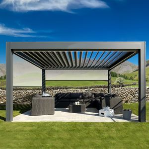 Pabellón de aluminio inteligente de tamaño personalizado, pérgola con techo de lamas eléctricas al por mayor para proyectos de construcción al aire libre - Product Image 5