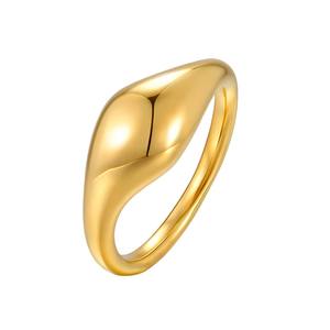 Bague dôme goutte d'eau en acier inoxydable 316L et or 18 carats pour femme, bague minimaliste épaisse en forme de haricot, bijou statement étanche - Product Image 6