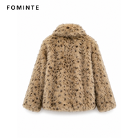 Veste en fausse fourrure imprimé léopard, manteau d'hiver chaud et doux en peluche, motif tacheté, col large, vêtement d'extérieur décontracté et tendance, vente en gros