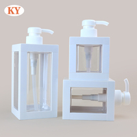 Bouteille de presse de lotion carrée en PET de 750ml, emballage de gel douche transparent de grande capacité pour shampooing en bouteille