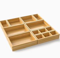 Organisateur de tiroir en bambou à double niveau pour couverts de cuisine, épices, outils, bijoux et garage