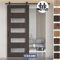 Portes coulissantes intérieures en bois massif de noyer noir, style grange, garantie 5 ans (norme américaine), pour salon, salle de bain, usage résidentiel