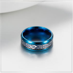 Anillo de Acero de Titanio Nibelung con Diseño de Dragón Azul, Unisex, para Uso Diario - Product Image 3