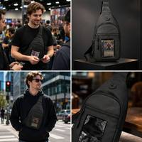 Sac bandoulière étanche personnalisé pour cartes gradées PSA, avec fenêtre de présentation, pour collectionneurs TCG et fans d'anime, avec bouton d'été