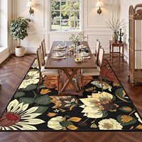 Tapis extra large noir terracotta bohème style mid-century, lavable et antidérapant, pour salon, bureau, salle à manger, décoration intérieure