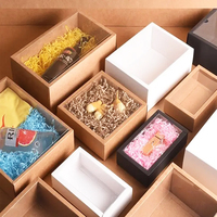 Fabbrica di stampa personalizzato riciclabile nero bianco marrone natale presenta la scatola di carta kraft con finestra in plastica trasparente