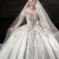 Robe de mariée de bal Lsht112 pour les mariées, avec détails en dentelle et sequins révélant les épaules, avec Robe De Mariage Jancemebr
