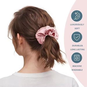 Pure <b>100</b>% Mulberry <b>Silk</b> Fashion Solid Color <b>Scrunchies</b> Care Women <b>Hair</b> Accessories - Product Image 3