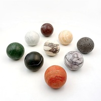 Ensemble de boules décoratives de luxe en pierre de travertin naturel de couleur beige