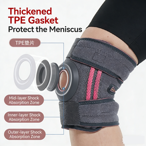 Genouillère de course et de fitness réglable à rotule ouverte avec coussinet en gel TPE et compression - Product Image 1