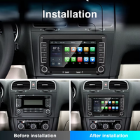 Radio Mobil Android 14 7 inci dengan Layar Sentuh, Dudukan Dashboard untuk VW Volkswagen, Android Auto Wireless, CarPlay, USB, dan WiFi Terintegrasi