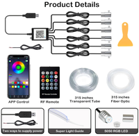 Kit d'éclairage ambiant pour intérieur de voiture avec fibre optique, application RVB et télécommande RF, synchronisation musicale et mode bricolage