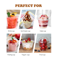 Gobelets jetables écologiques en PET transparent de 9 oz à fond plat de qualité alimentaire pour fruits, desserts, salades, pique-niques et emballages alimentaires pour fêtes