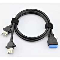 Cable IDE de 20 pines a doble USB 3.0 Tipo-A hembra para panel frontal de caja, con tornillos de sujeción, hecho a medida para cajas de PC, modelo TLUSB3.0