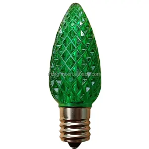 Outdoor Commercial Faceted Transparent Green LED C9 Christmas Light Replacement Bulb Polycarbonate SMD Retrofit