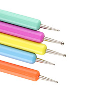 5 pièces/ensemble Double côtés en plastique poignée pointillage stylo métal Turquoise pointillage outil