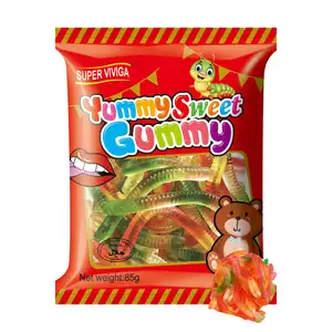Grosir Kustom Label Pribadi Cacing Bentuk Permen Jelly Gummy