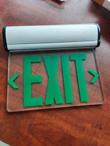 R/G lettera doppia faccia <span class=keywords><strong>LED</strong></span> acrilico di uscita di emergenza del fuoco segno di luce ricaricabile luce di uscita del bordo di illuminazione - Product Image 4