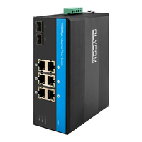 Industrial Gigabit Fiber Switch 2x1000M SFP+6xRJ45 Din-Rail IP44 -40~85°C DC 9-52V
