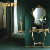 Exquis simple bordure dorée français console feuille d'or miroir meubles de haute qualité table de console antique avec miroir