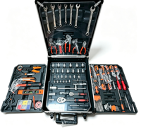 Ensemble de boîte à outils sur roulettes de 187 pièces, boîte à outils mécanique à 4 niveaux avec roues pour la réparation automobile et la maison